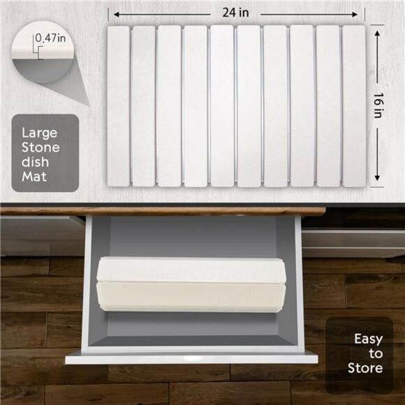 Dish Drying Mat Quick Absorbent Kitchen Counter Heat Resistant Pad - Picture 3 of 8